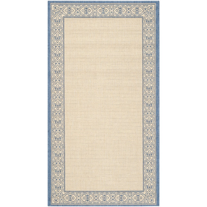 SAFAVIEH Outdoor CY2099-3101 Courtyard Natural / Blue Rug Image 1