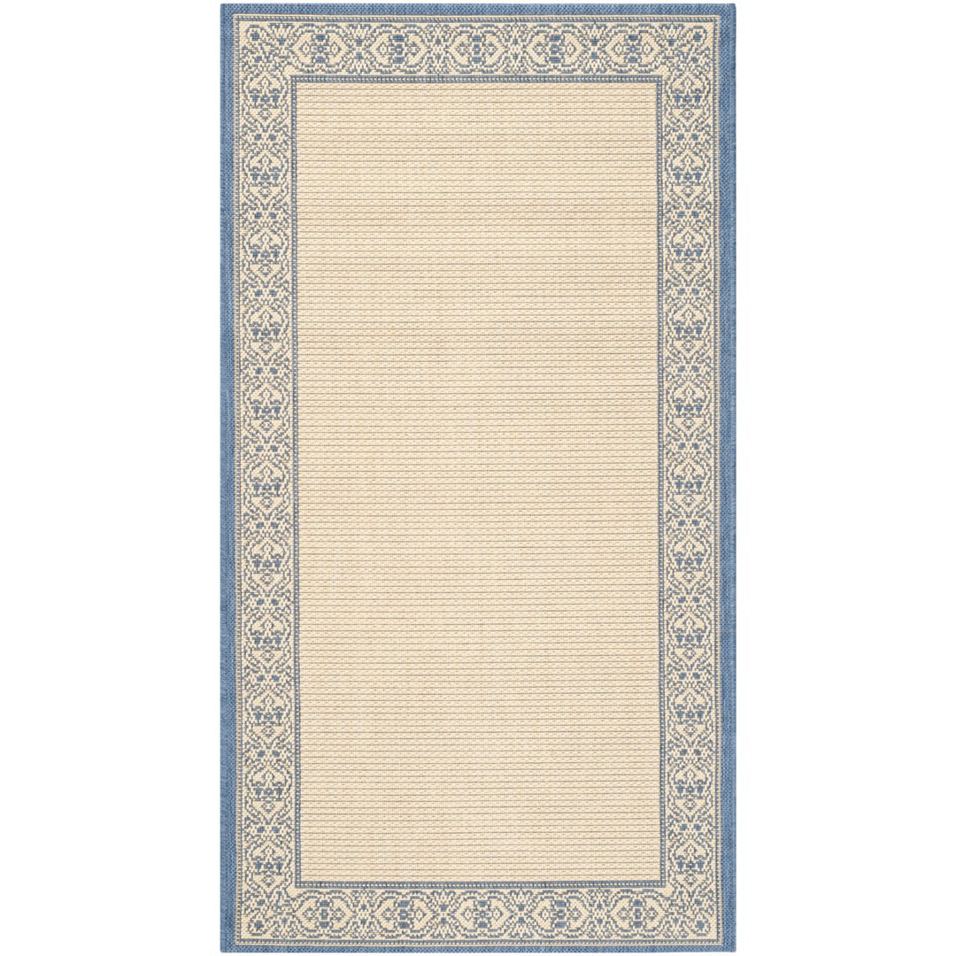 SAFAVIEH Outdoor CY2099-3101 Courtyard Natural / Blue Rug Image 1