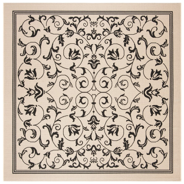 SAFAVIEH Indoor Outdoor CY2098-3901 Courtyard Sand / Black Rug Image 1