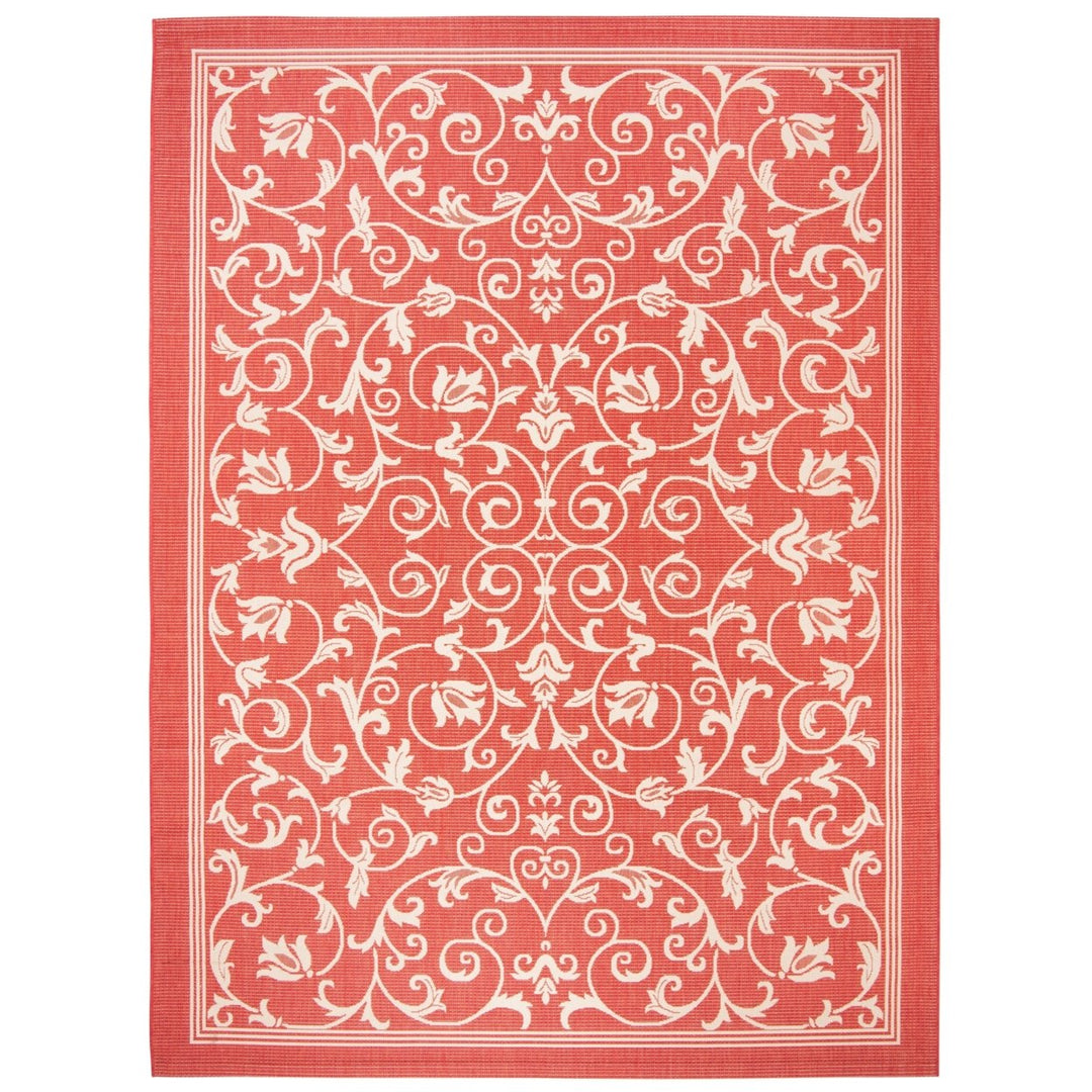 SAFAVIEH Outdoor CY2098-3707 Courtyard Red / Natural Rug Image 7