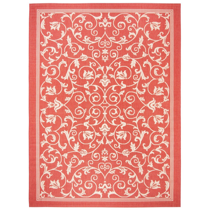 SAFAVIEH Outdoor CY2098-3707 Courtyard Red / Natural Rug Image 1