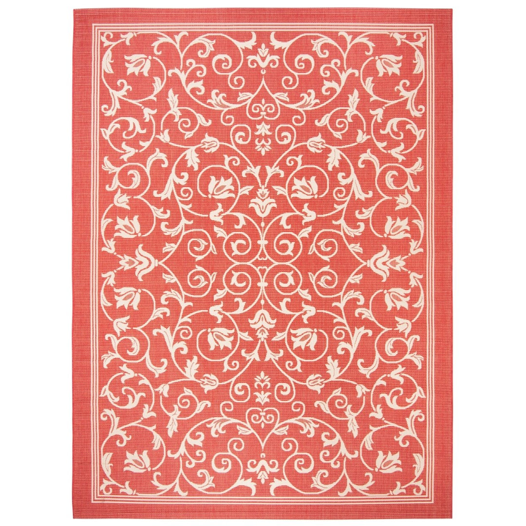 SAFAVIEH Outdoor CY2098-3707 Courtyard Red / Natural Rug Image 1