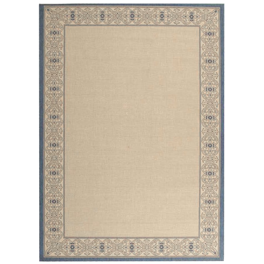 SAFAVIEH Outdoor CY2099-3101 Courtyard Natural / Blue Rug Image 1