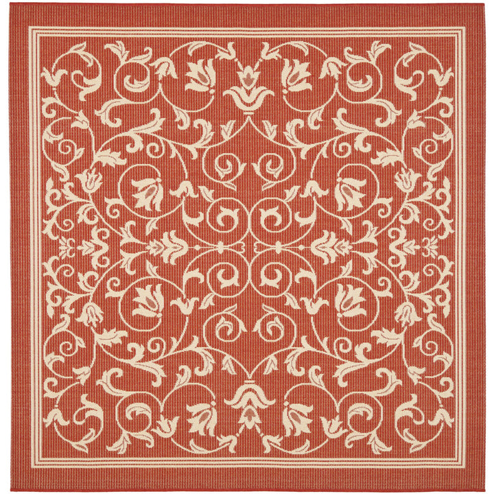 SAFAVIEH Outdoor CY2098-3707 Courtyard Red / Natural Rug Image 9