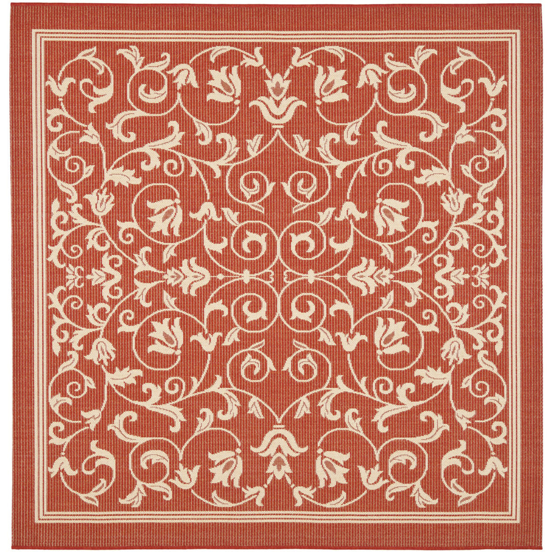 SAFAVIEH Outdoor CY2098-3707 Courtyard Red / Natural Rug Image 1