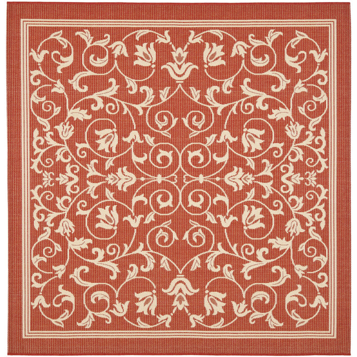 SAFAVIEH Outdoor CY2098-3707 Courtyard Red / Natural Rug Image 1