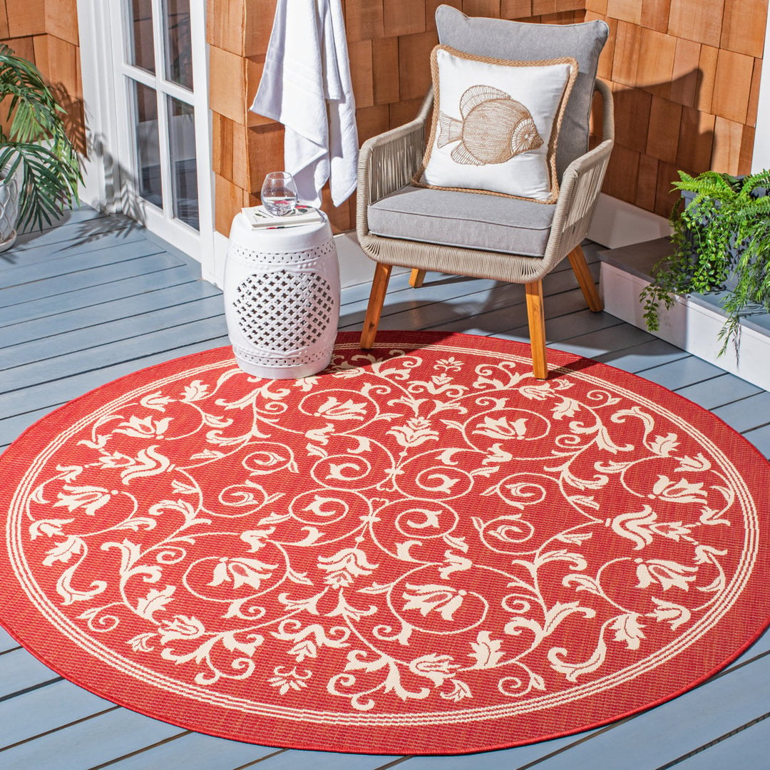 SAFAVIEH Outdoor CY2098-3707 Courtyard Red / Natural Rug Image 10