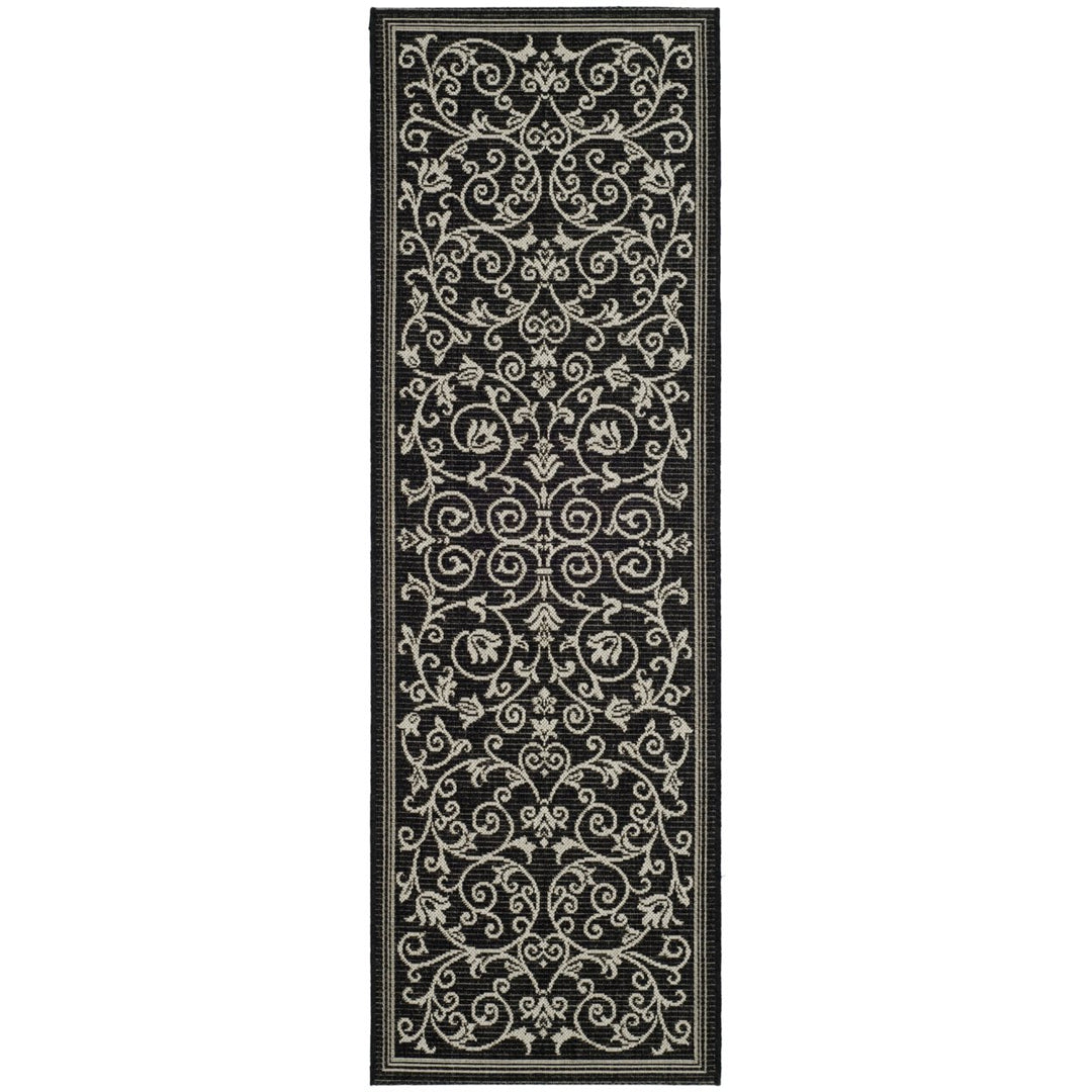 SAFAVIEH Indoor Outdoor CY2098-3908 Courtyard Black / Sand Rug Image 1