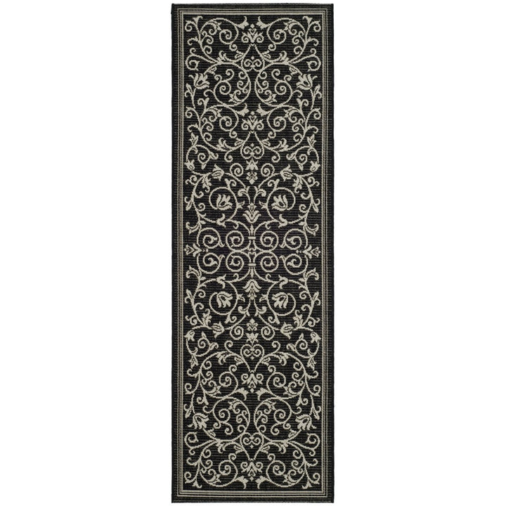 SAFAVIEH Indoor Outdoor CY2098-3908 Courtyard Black / Sand Rug Image 1