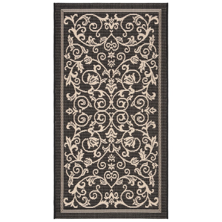 SAFAVIEH Indoor Outdoor CY2098-3908 Courtyard Black / Sand Rug Image 1