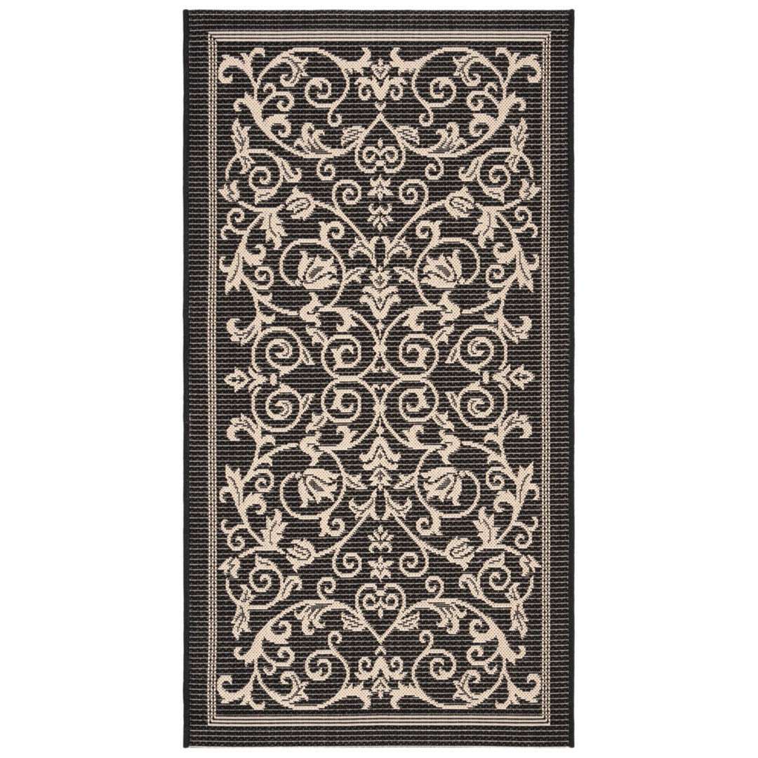 SAFAVIEH Indoor Outdoor CY2098-3908 Courtyard Black / Sand Rug Image 1