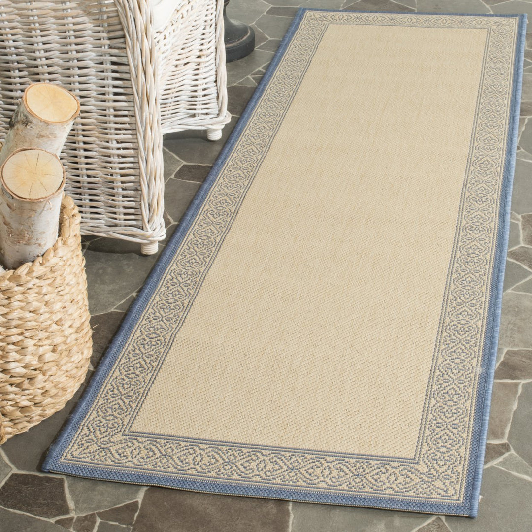 SAFAVIEH Outdoor CY2099-3101 Courtyard Natural / Blue Rug Image 12