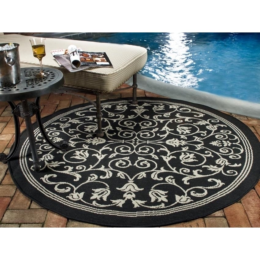 SAFAVIEH Indoor Outdoor CY2098-3908 Courtyard Black / Sand Rug Image 1