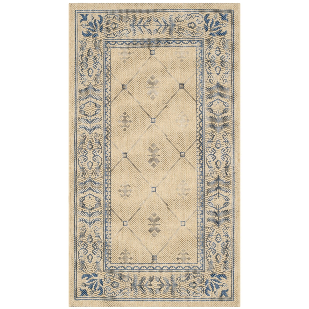 SAFAVIEH Outdoor CY2326-3101 Courtyard Natural / Blue Rug Image 5