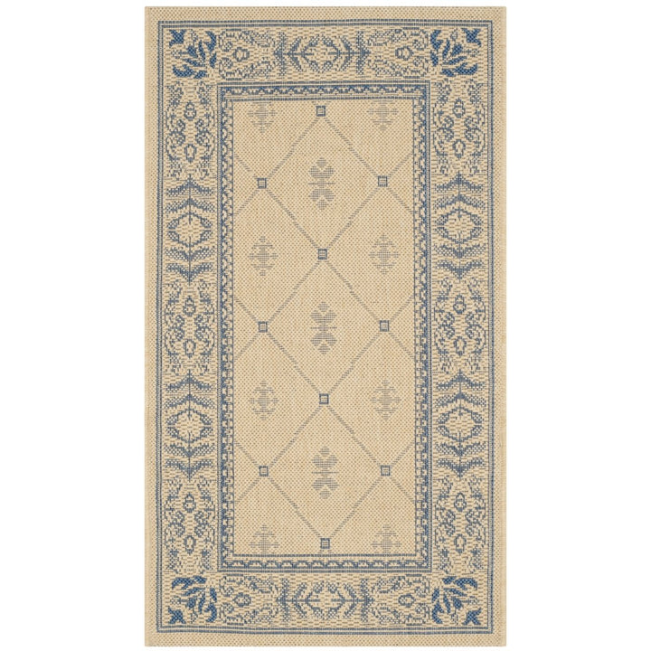 SAFAVIEH Outdoor CY2326-3101 Courtyard Natural / Blue Rug Image 1