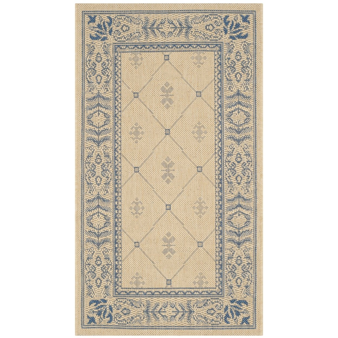 SAFAVIEH Outdoor CY2326-3101 Courtyard Natural / Blue Rug Image 1