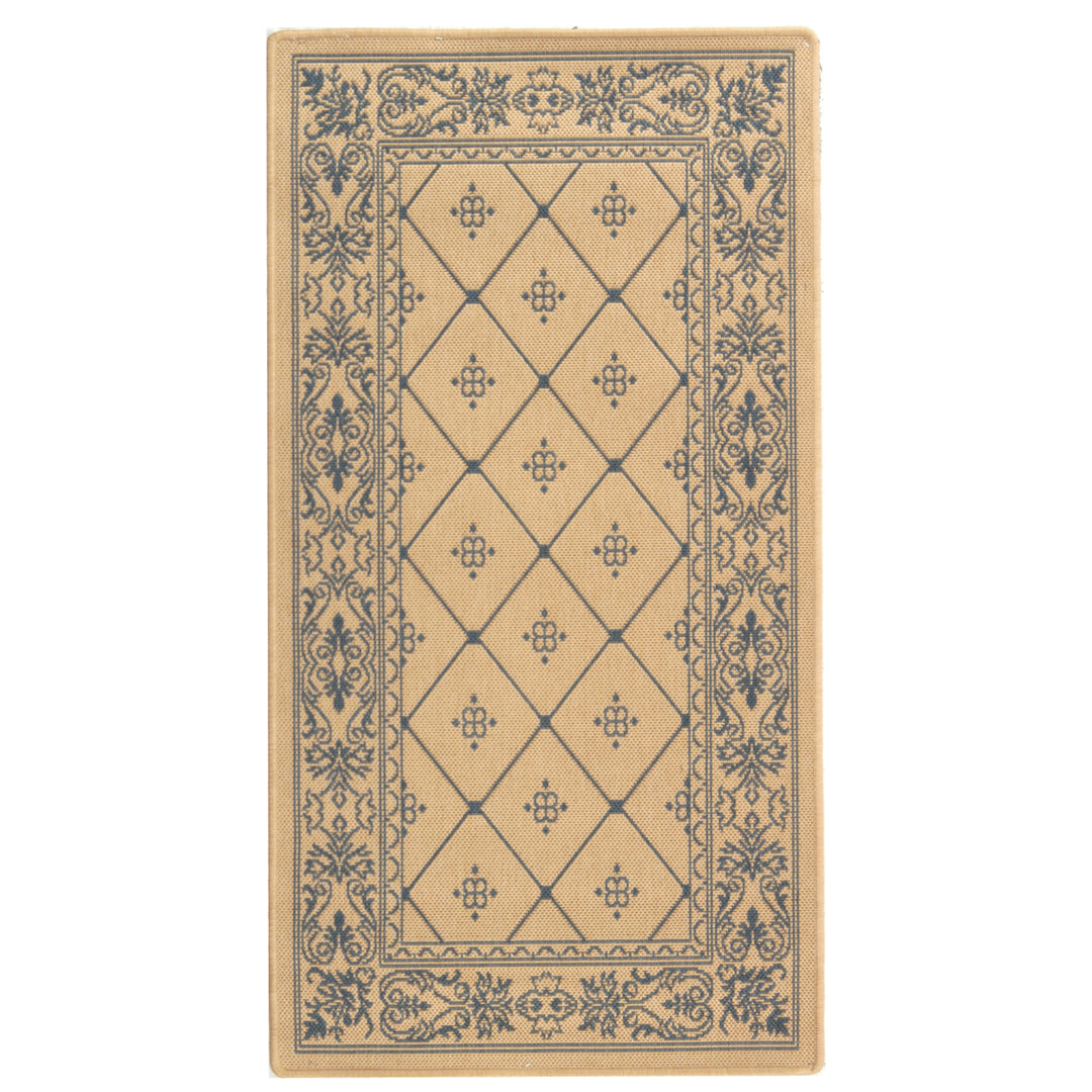 SAFAVIEH Outdoor CY2326-3101 Courtyard Natural / Blue Rug Image 6