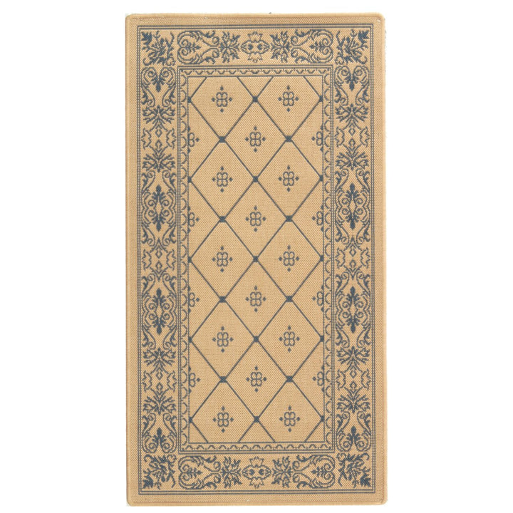 SAFAVIEH Outdoor CY2326-3101 Courtyard Natural / Blue Rug Image 1