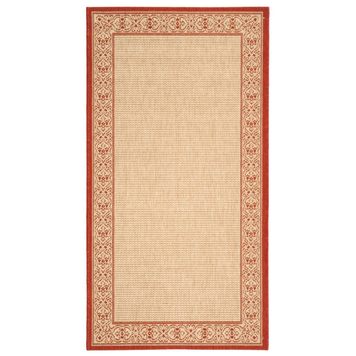 SAFAVIEH Outdoor CY2099-3701 Courtyard Natural / Red Rug Image 1