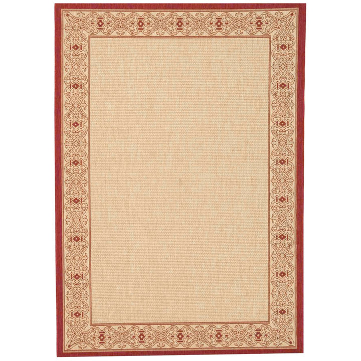 SAFAVIEH Outdoor CY2099-3701 Courtyard Natural / Red Rug Image 1