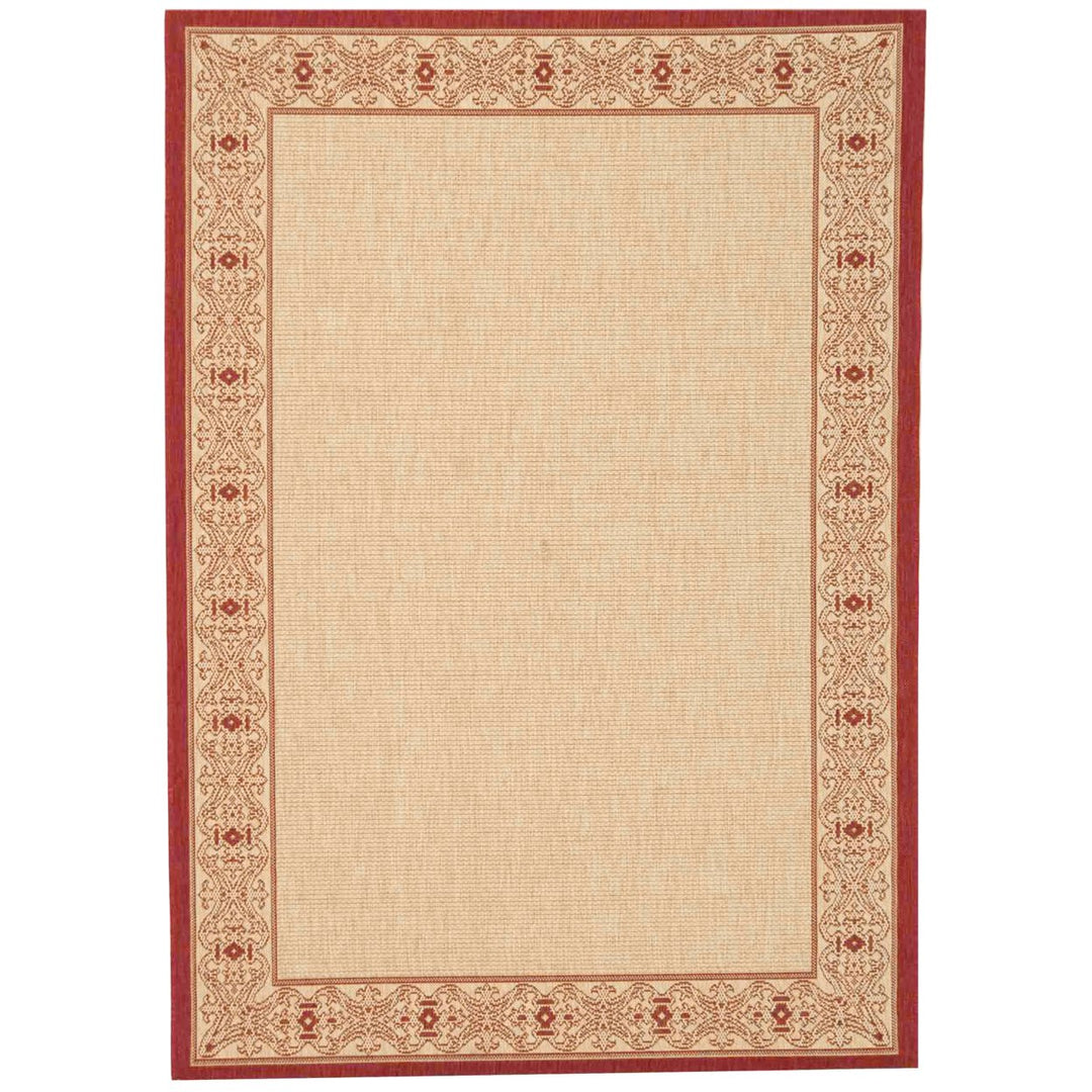 SAFAVIEH Outdoor CY2099-3701 Courtyard Natural / Red Rug Image 1