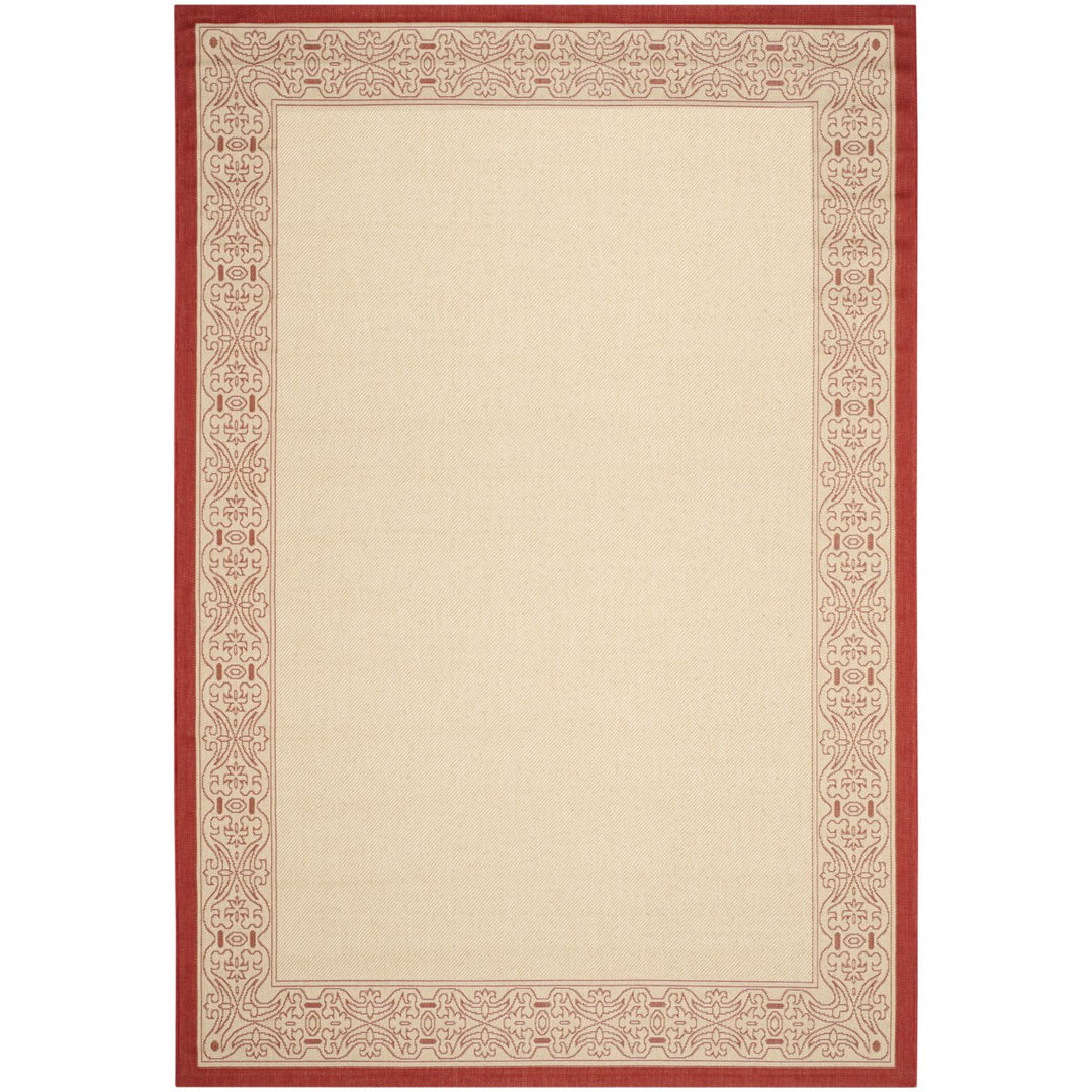 SAFAVIEH Outdoor CY2099-3701 Courtyard Natural / Red Rug Image 1