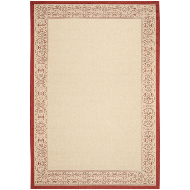 SAFAVIEH Outdoor CY2099-3701 Courtyard Natural / Red Rug Image 1