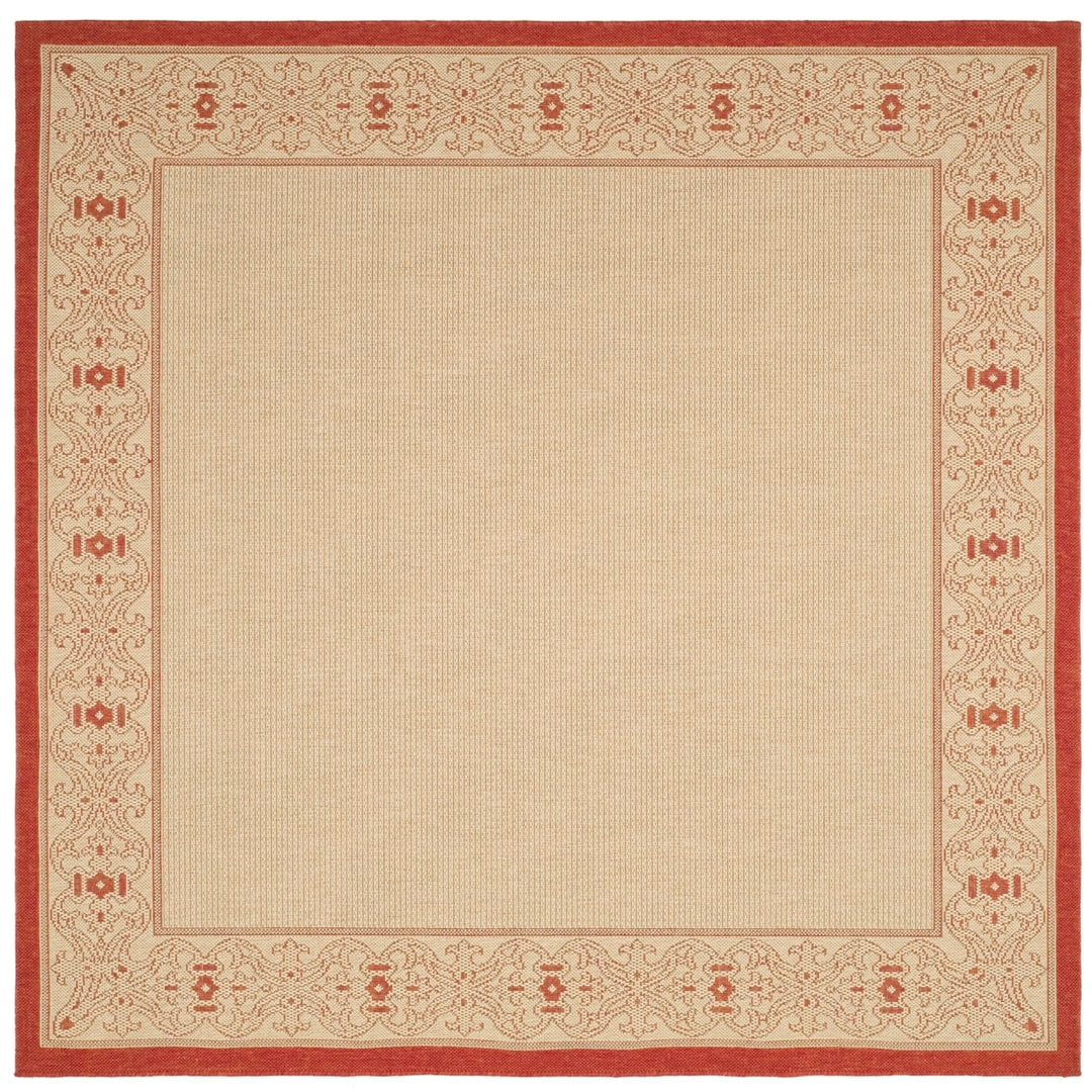 SAFAVIEH Outdoor CY2099-3701 Courtyard Natural / Red Rug Image 8