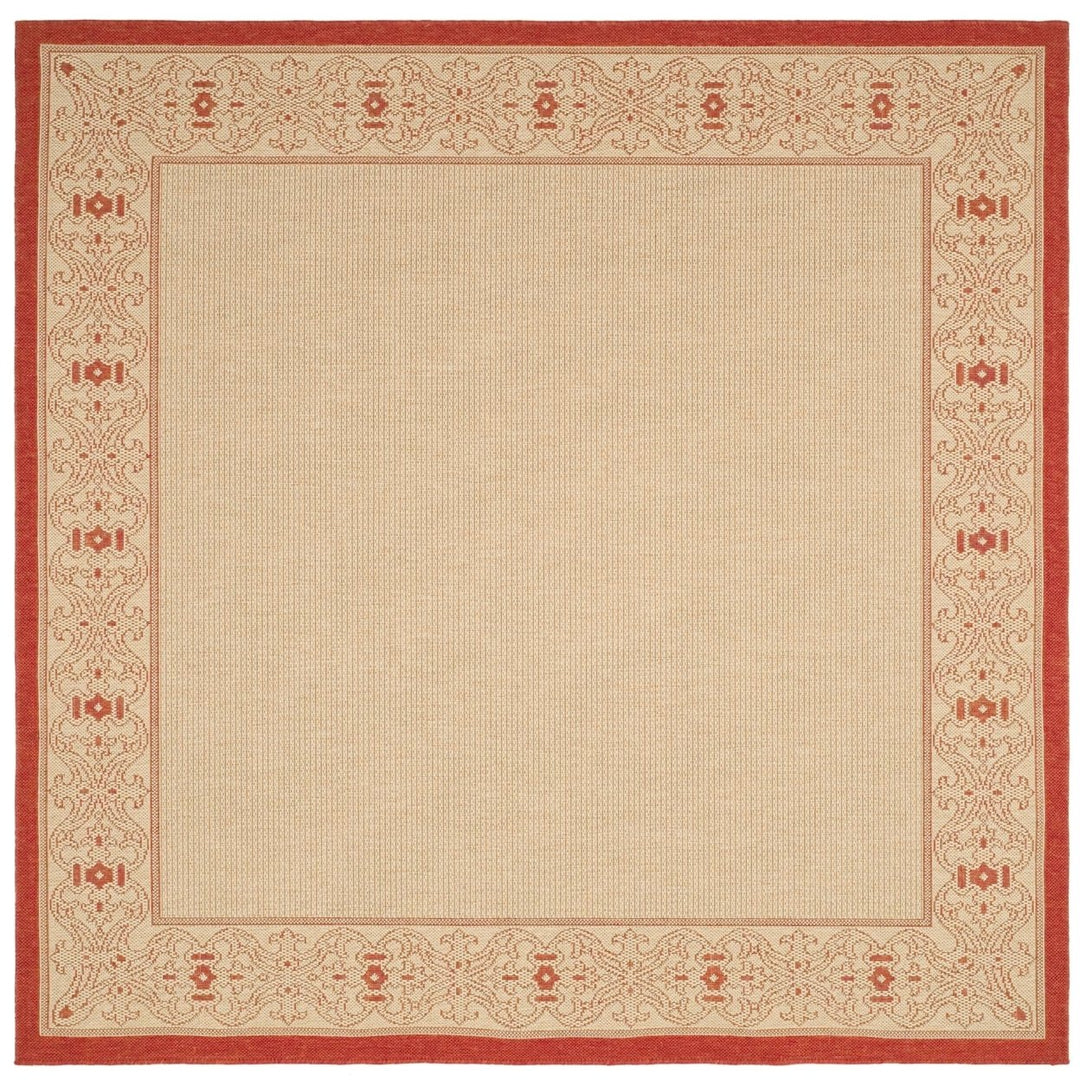 SAFAVIEH Outdoor CY2099-3701 Courtyard Natural / Red Rug Image 1