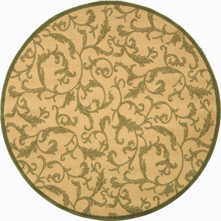 SAFAVIEH Outdoor CY2653-1E01 Courtyard Natural / Olive Rug Image 1