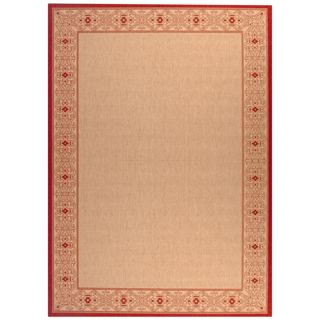 SAFAVIEH Outdoor CY2099-3701 Courtyard Natural / Red Rug Image 9