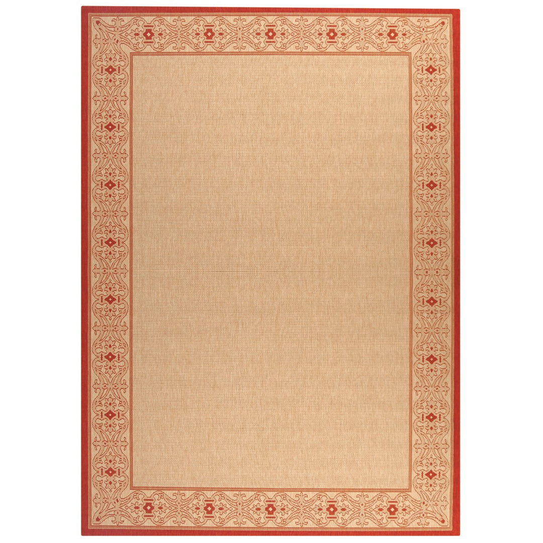 SAFAVIEH Outdoor CY2099-3701 Courtyard Natural / Red Rug Image 1