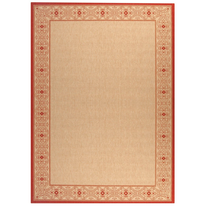 SAFAVIEH Outdoor CY2099-3701 Courtyard Natural / Red Rug Image 1