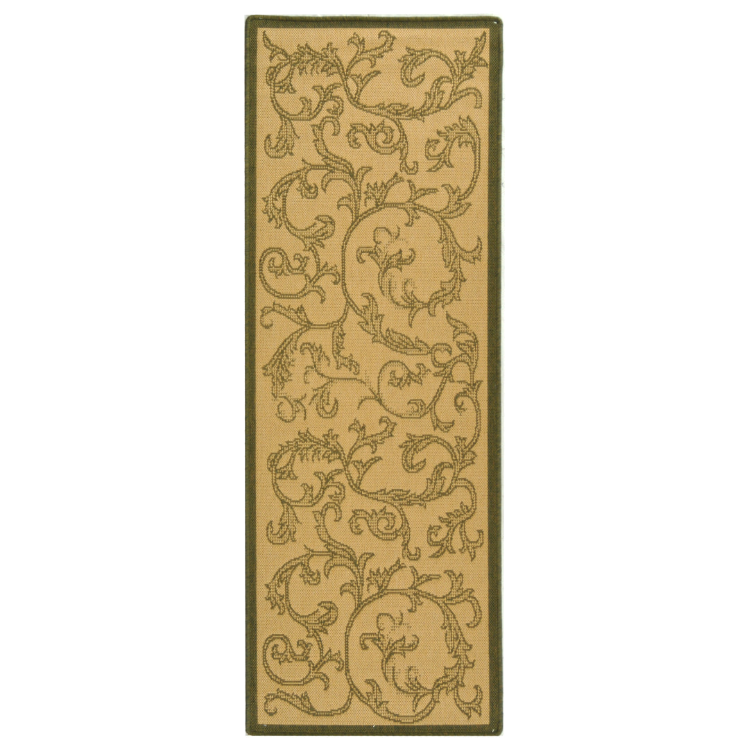 SAFAVIEH Outdoor CY2653-1E01 Courtyard Natural / Olive Rug Image 6
