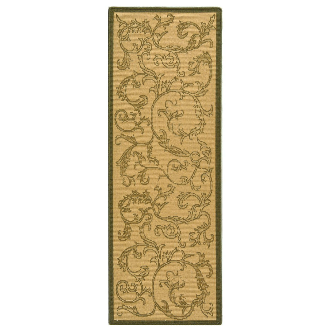 SAFAVIEH Outdoor CY2653-1E01 Courtyard Natural / Olive Rug Image 1