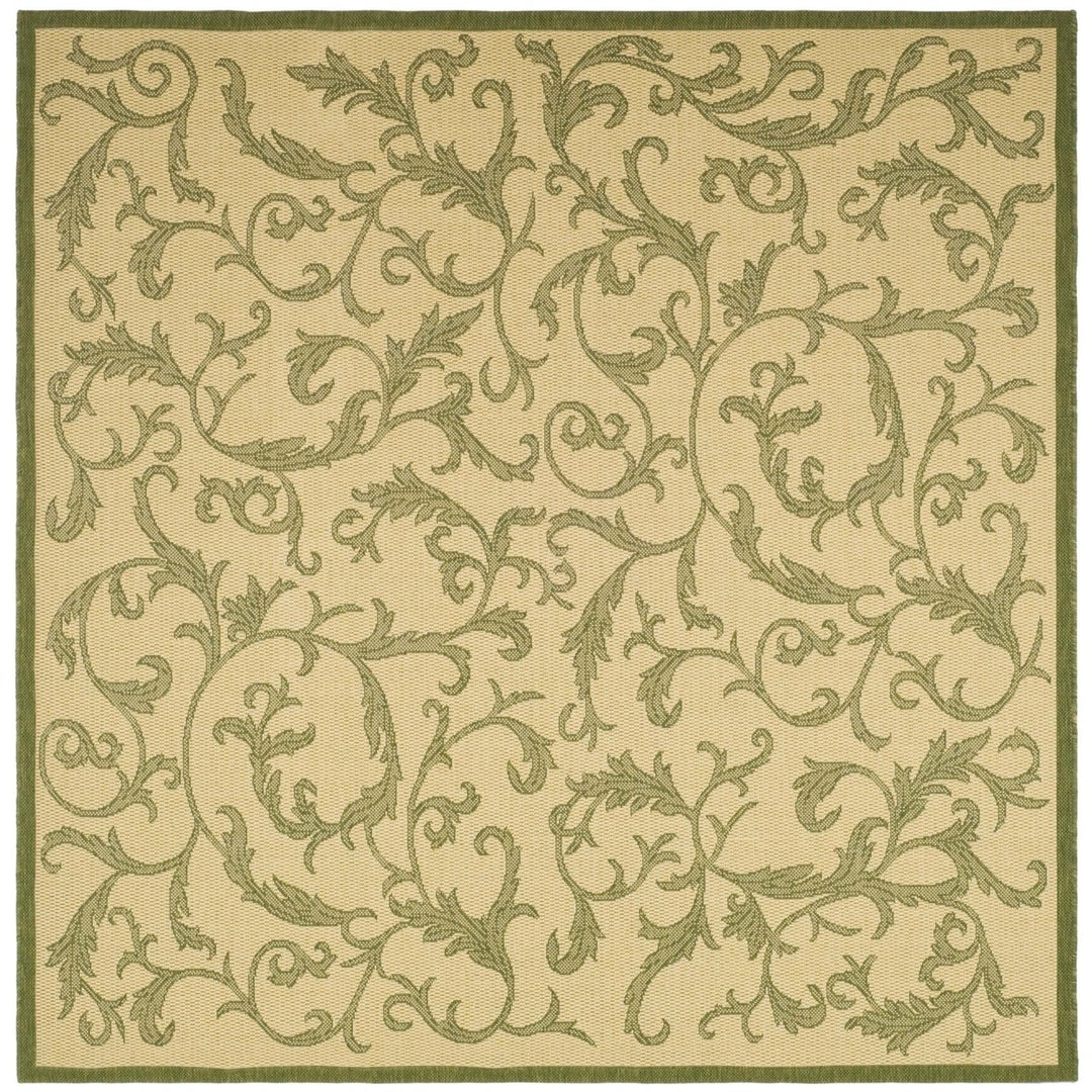 SAFAVIEH Outdoor CY2653-1E01 Courtyard Natural / Olive Rug Image 1