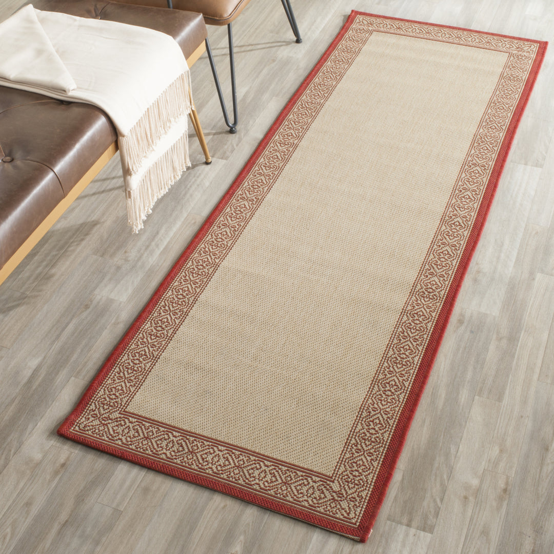 SAFAVIEH Outdoor CY2099-3701 Courtyard Natural / Red Rug Image 11