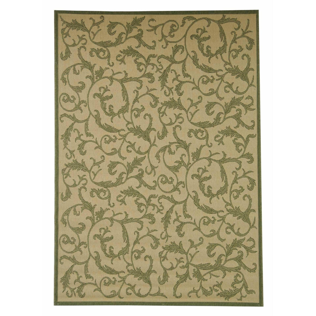 SAFAVIEH Outdoor CY2653-1E01 Courtyard Natural / Olive Rug Image 11