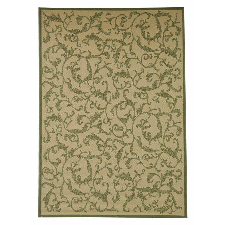 SAFAVIEH Outdoor CY2653-1E01 Courtyard Natural / Olive Rug Image 11
