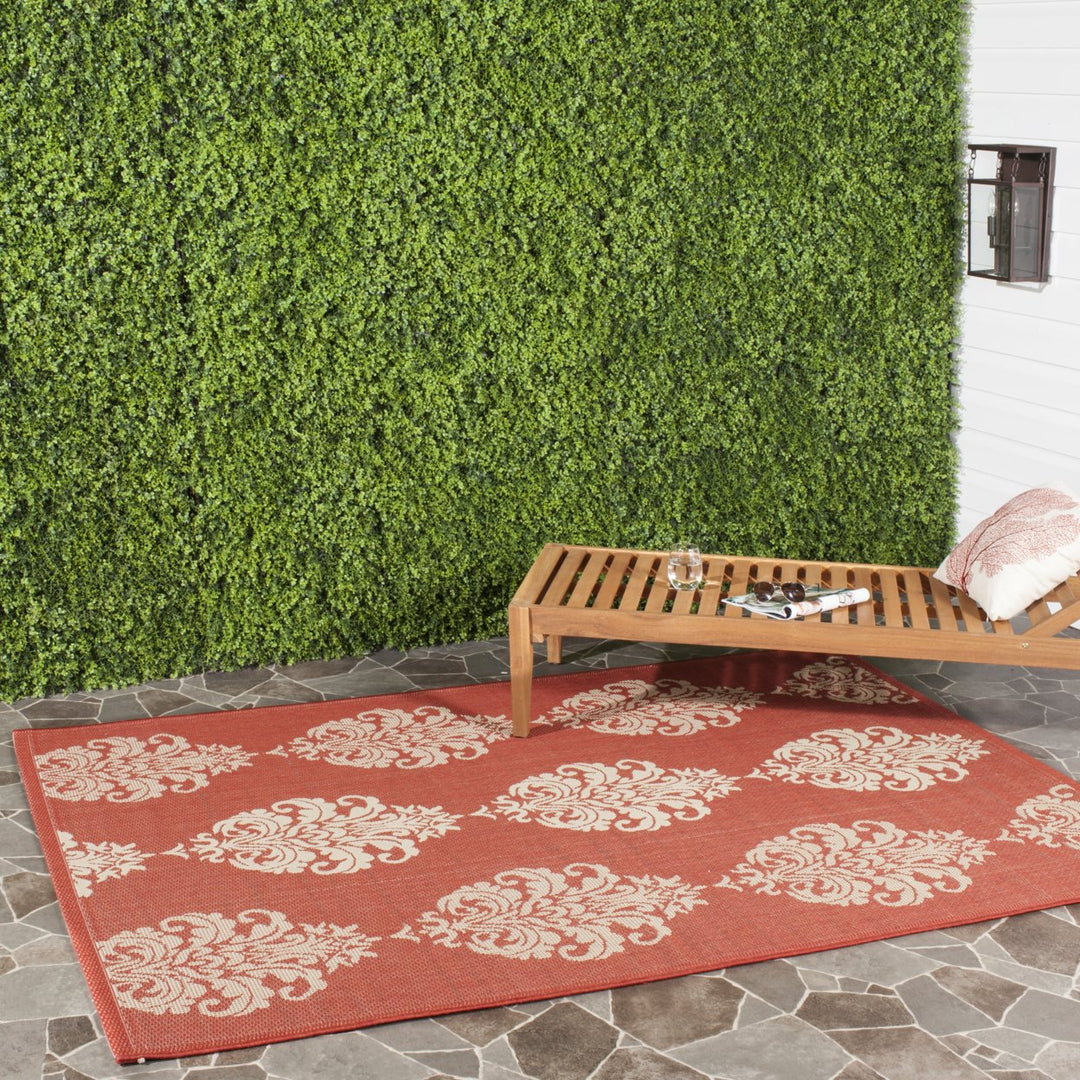 SAFAVIEH Outdoor CY2720-3707 Courtyard Red / Natural Rug Image 1