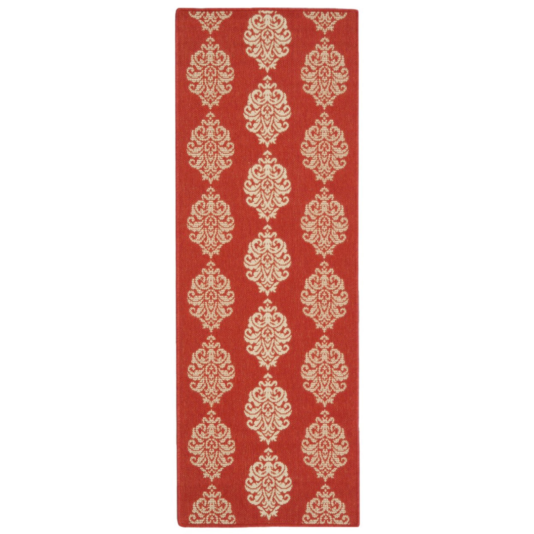 SAFAVIEH Outdoor CY2720-3707 Courtyard Red / Natural Rug Image 4