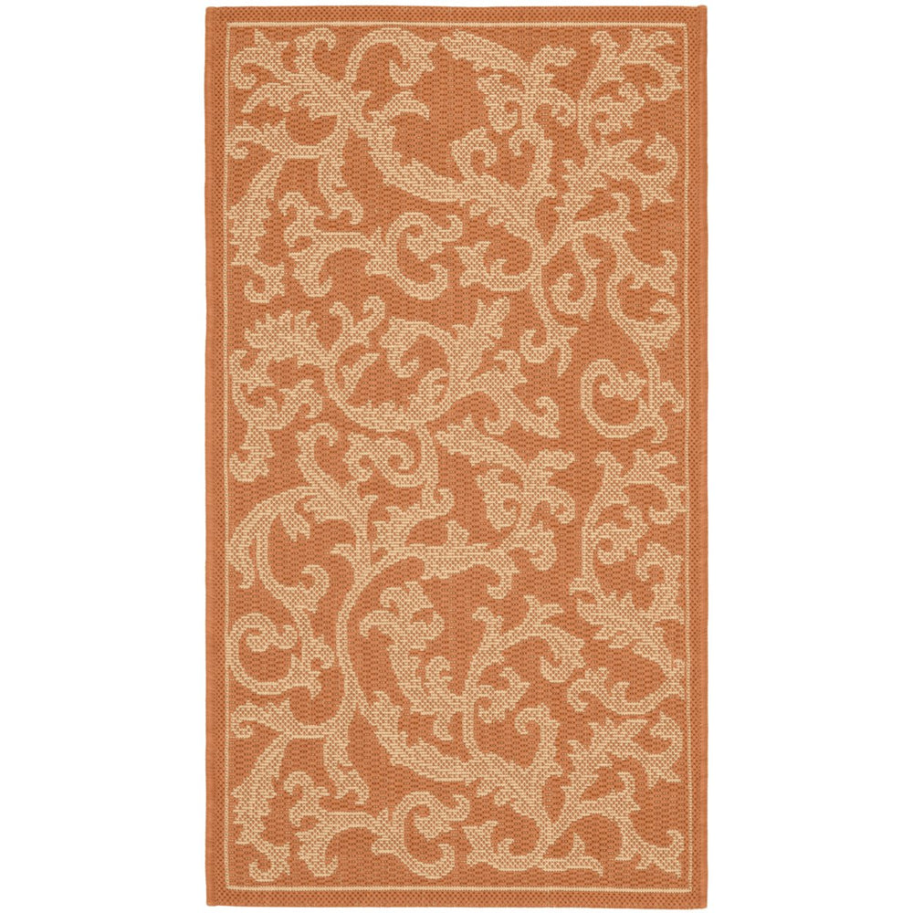 SAFAVIEH Outdoor CY2653-3202 Courtyard Terracotta / Natural Rug Image 2