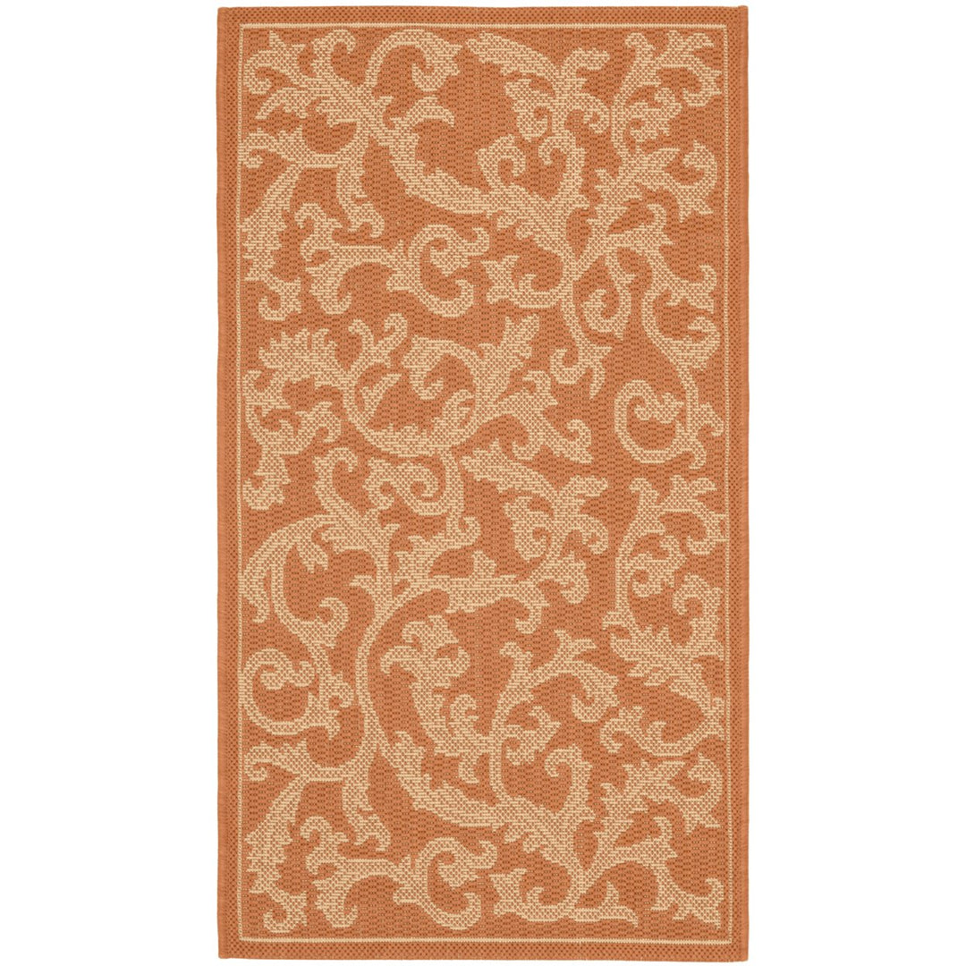 SAFAVIEH Outdoor CY2653-3202 Courtyard Terracotta / Natural Rug Image 1