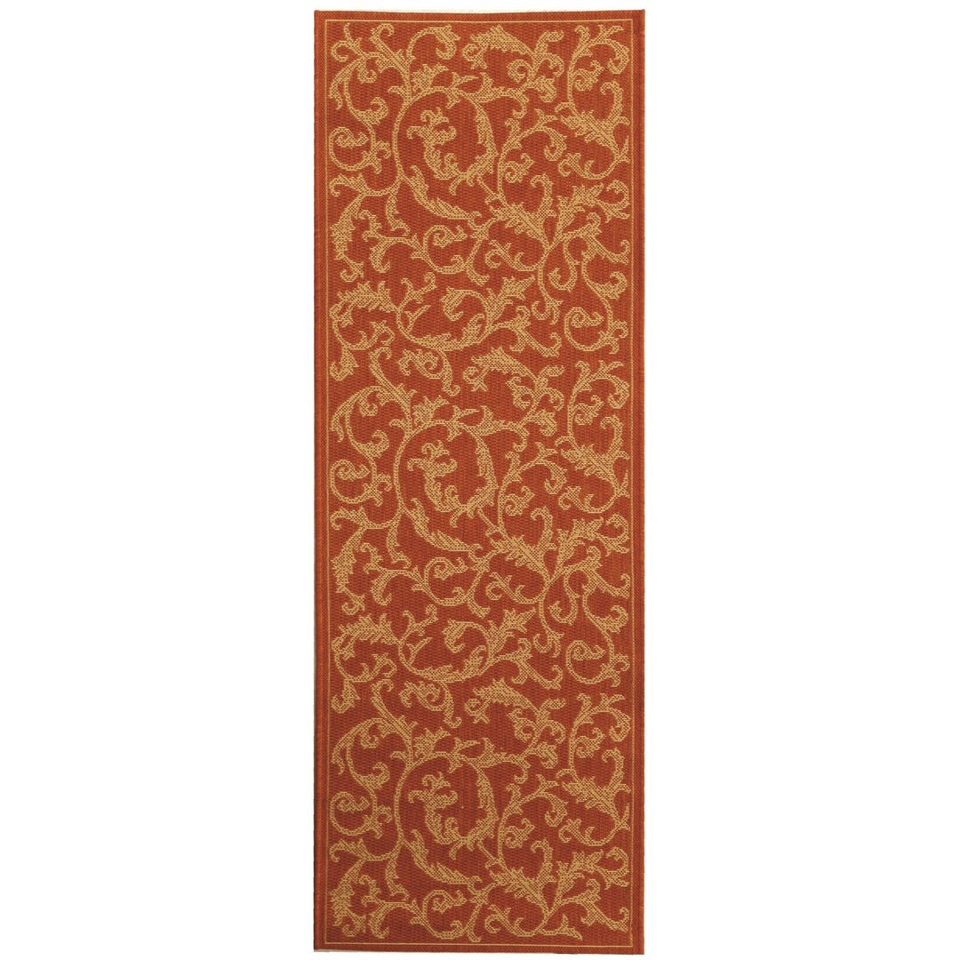 SAFAVIEH Outdoor CY2653-3202 Courtyard Terracotta / Natural Rug Image 4