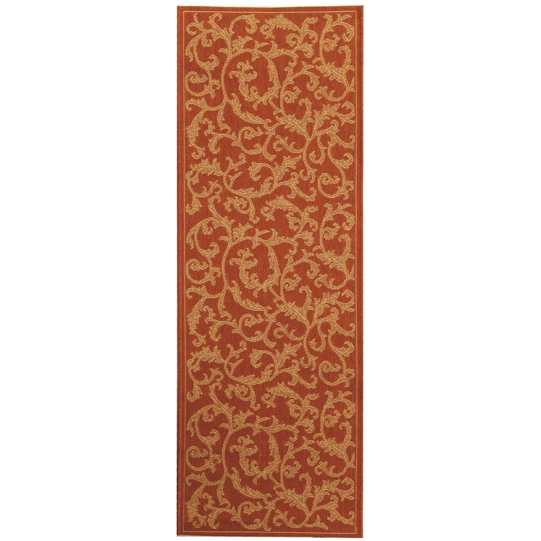 SAFAVIEH Outdoor CY2653-3202 Courtyard Terracotta / Natural Rug Image 1