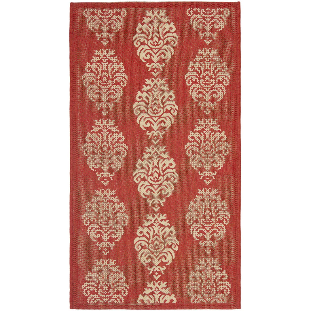 SAFAVIEH Outdoor CY2720-3707 Courtyard Red / Natural Rug Image 8