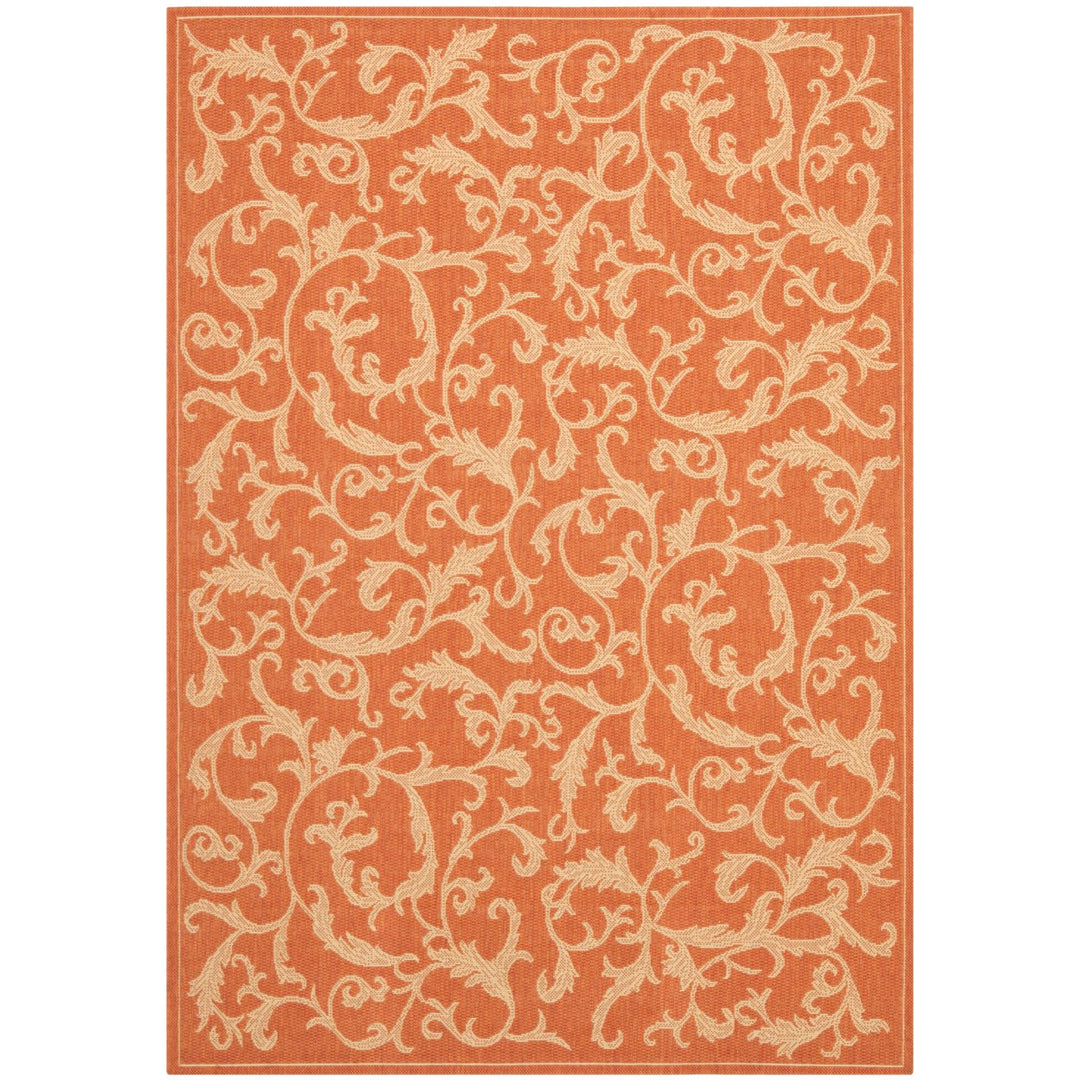 SAFAVIEH Outdoor CY2653-3202 Courtyard Terracotta / Natural Rug Image 1