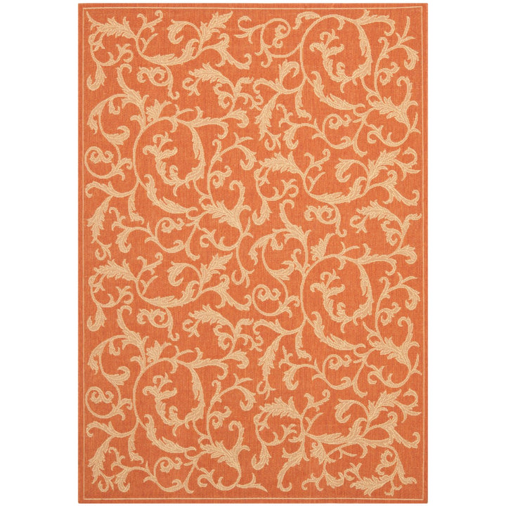 SAFAVIEH Outdoor CY2653-3202 Courtyard Terracotta / Natural Rug Image 1