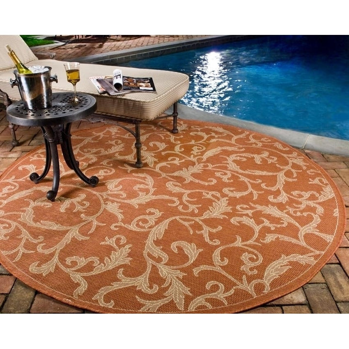 SAFAVIEH Outdoor CY2653-3202 Courtyard Terracotta / Natural Rug Image 8