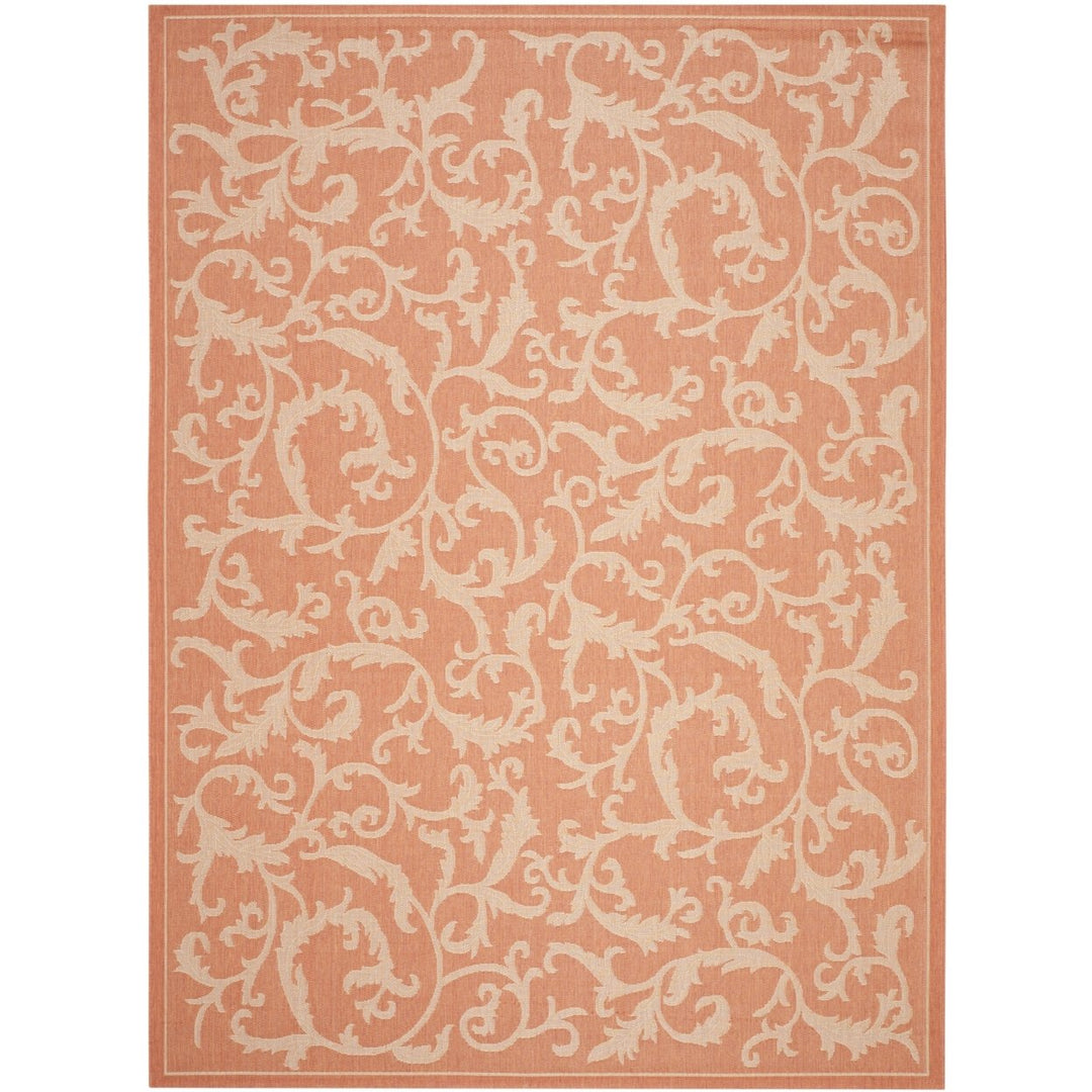 SAFAVIEH Outdoor CY2653-3202 Courtyard Terracotta / Natural Rug Image 10